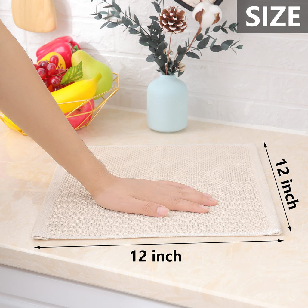 Smiry 100% Cotton Waffle Weave Kitchen Dish Towels, Ultra Soft Absorbent Quick Drying Cleaning Towel, 13x28 Inches, 4-Pack, Dark Grey