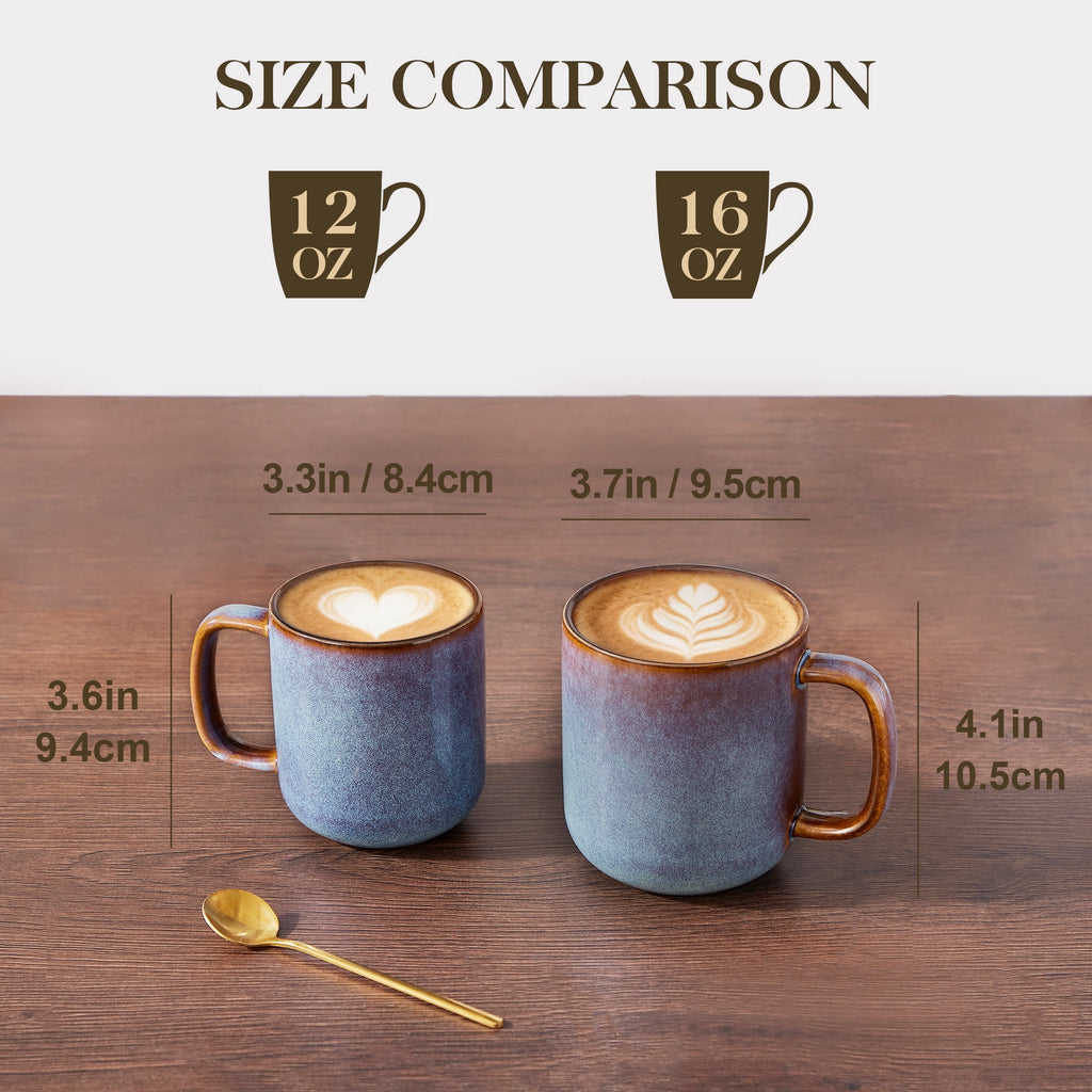 Malacasa Coffee Mugs Set of 4, 12oz Ceramic Coffee Cups Set, Tea Mugs for Latte, Cocoa and Milk, Coffee Mug With Handle, Gifts for Women Men