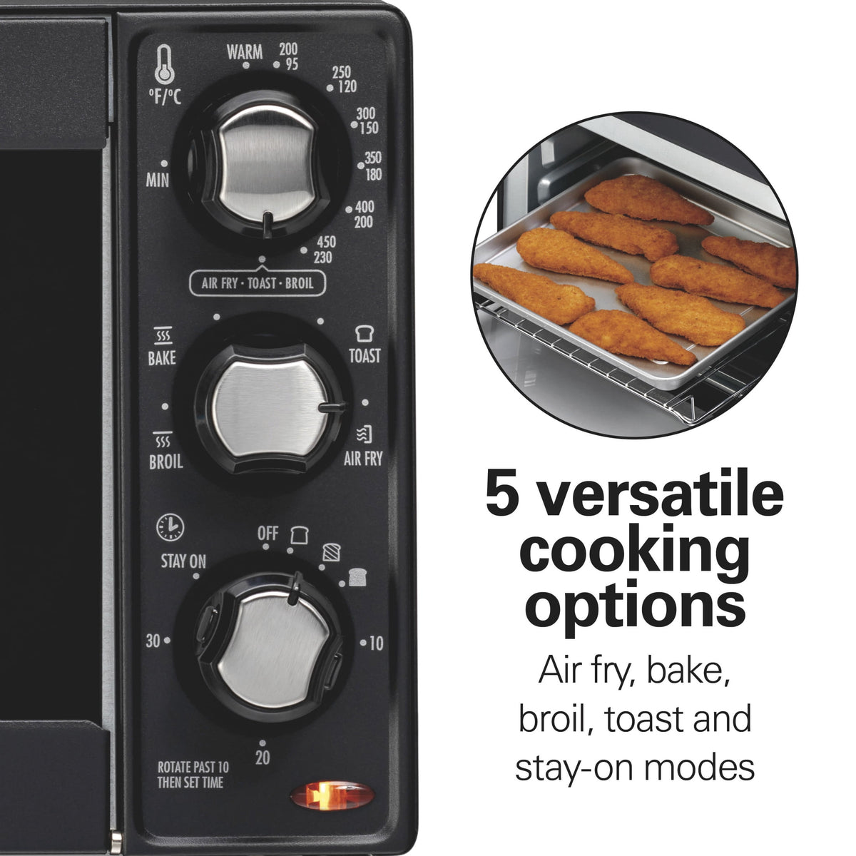 Hamilton Beach Sure-Crisp Air Fryer Toaster Oven with 4 Slice Capacity, Fits 9" Pizza, Black