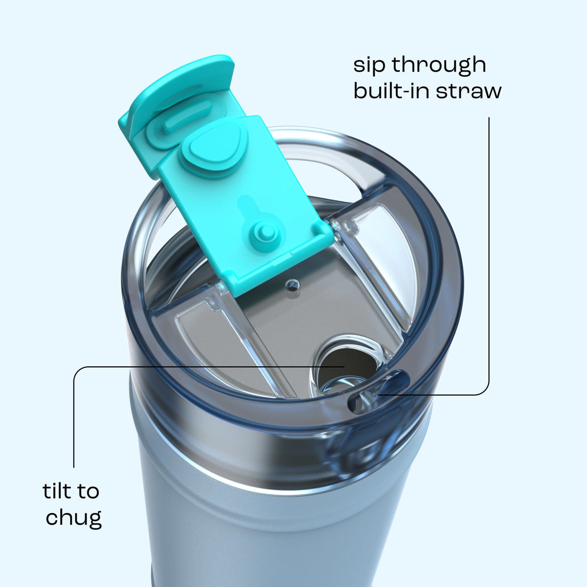 Bubba 24oz DualSip Insulated Stainless Steel Water Bottle with Straw & Sip Lid, Ocean Energy Blue/Purple