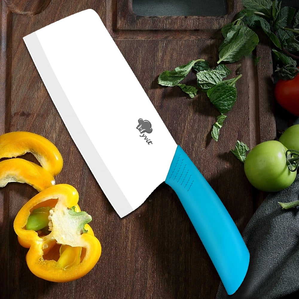 Ceramic Knife 7" Rustproof Vegetable Cleaver Knife Nakiri Lightweight Kitchen Paring Knife with Cover Chopping Knife Slicing Cutter
