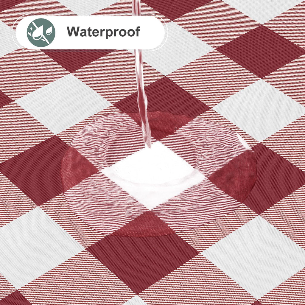 decorUhome Rectangle Tablecloth, Waterproof Vinyl Flannel Backed Table Cloth, Buffalo Wipeable Plastic Table Cover for Kitchen and Outdoor, Black and White, 60" x 84"