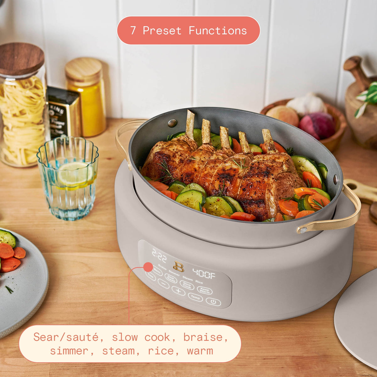 Beautiful 10 in 1, 6 Qt Electric Multi-Cooker, Thyme Green by Drew Barrymore