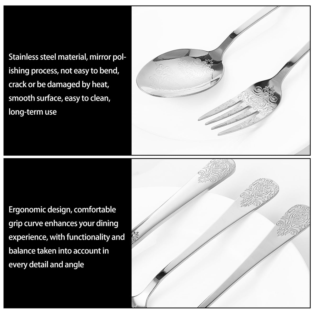 20 Pcs Floral Silverware Set Including Fork Spoon and Knife Stainless Steel Flatware Set Vintage Cutlery Set Mirror Polished Utensil Set for Kitchen Dishwasher Safe Service for 4
