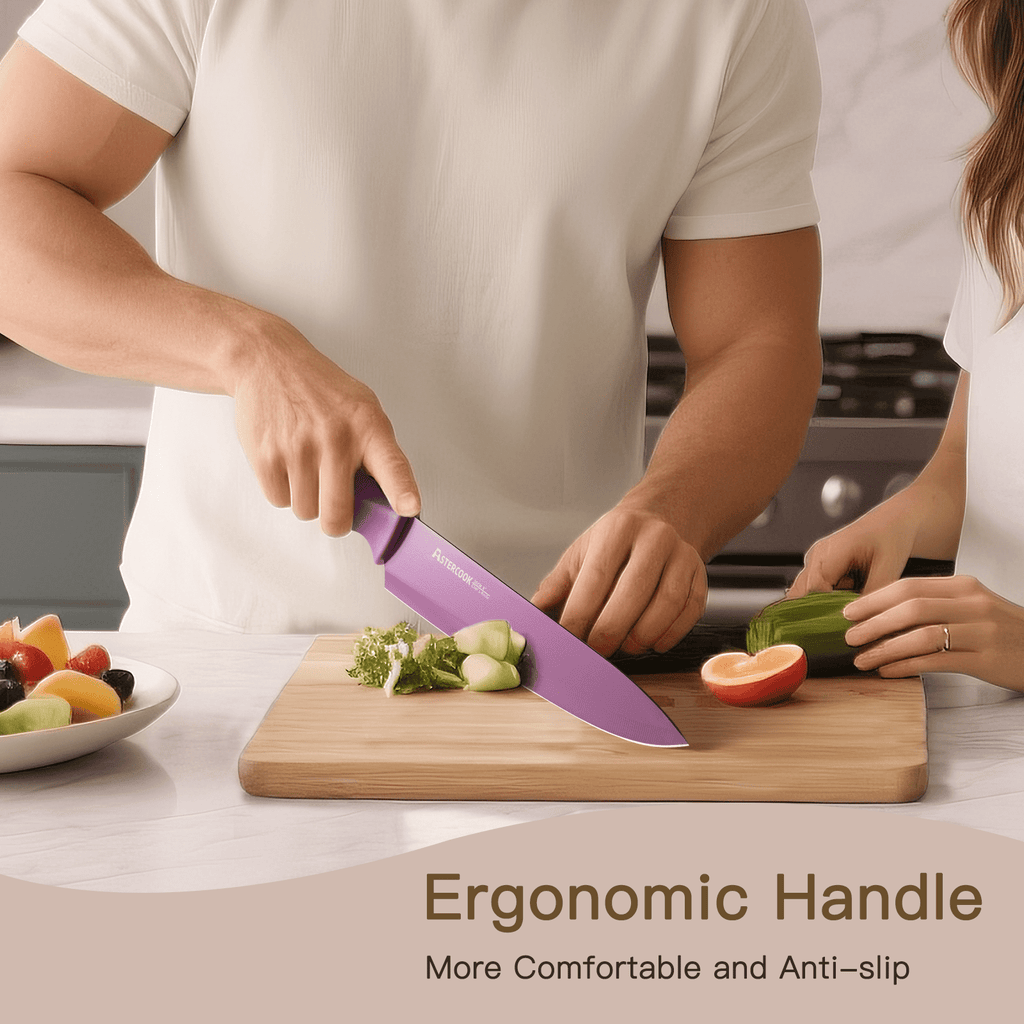 Astercook 6 Piece Flower Kitchen Knife Set, German High Carbon Stainless Steel Knives Sets with 6 Blade Guards Dishwasher Safe, Perfect Gifts for Kitchen