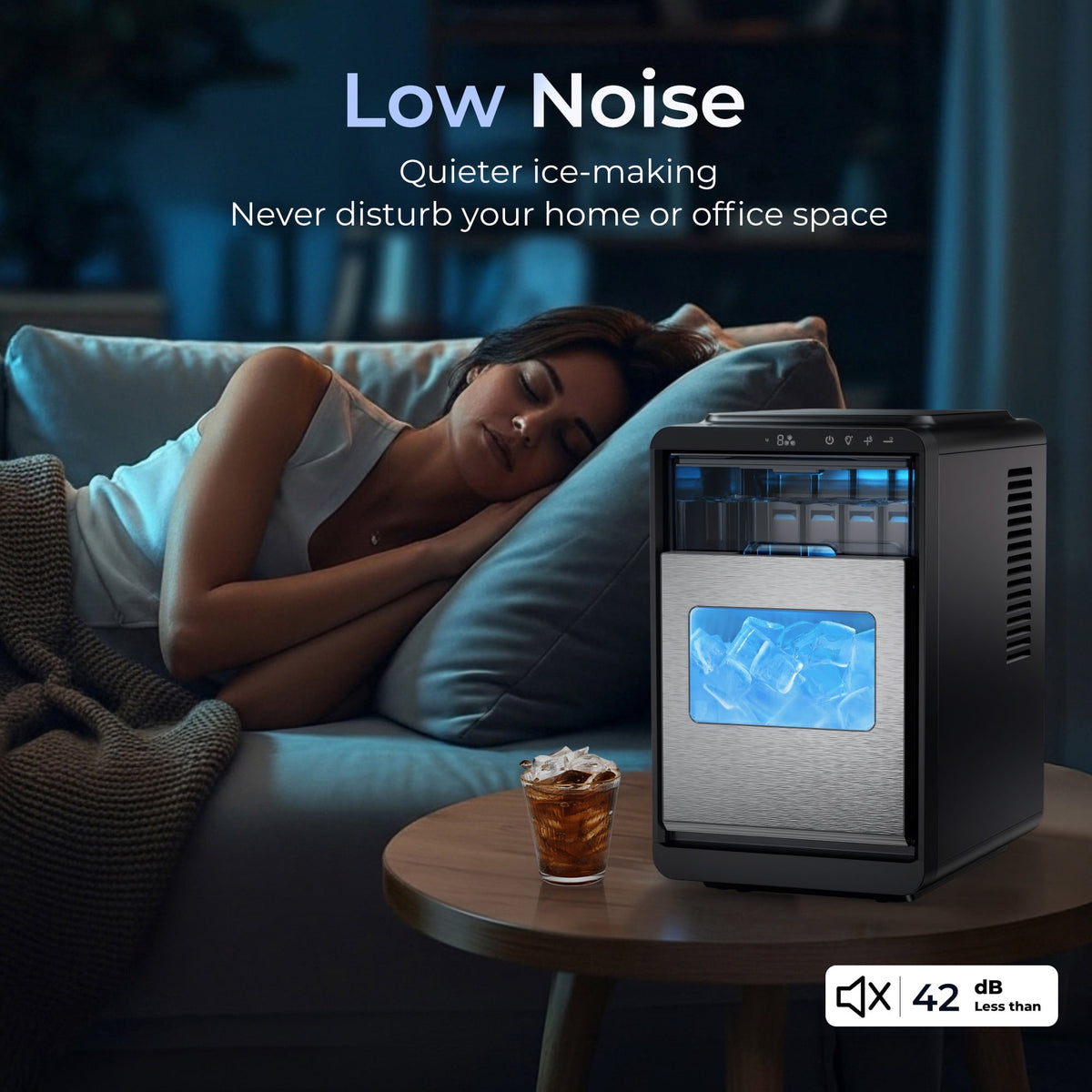 Simzlife Countertop Crescent Ice Maker, 35.9 Lbs/24H, 16 Ice Cubes in 12 Minutes, Deep Cleaning Timer Ice Machine