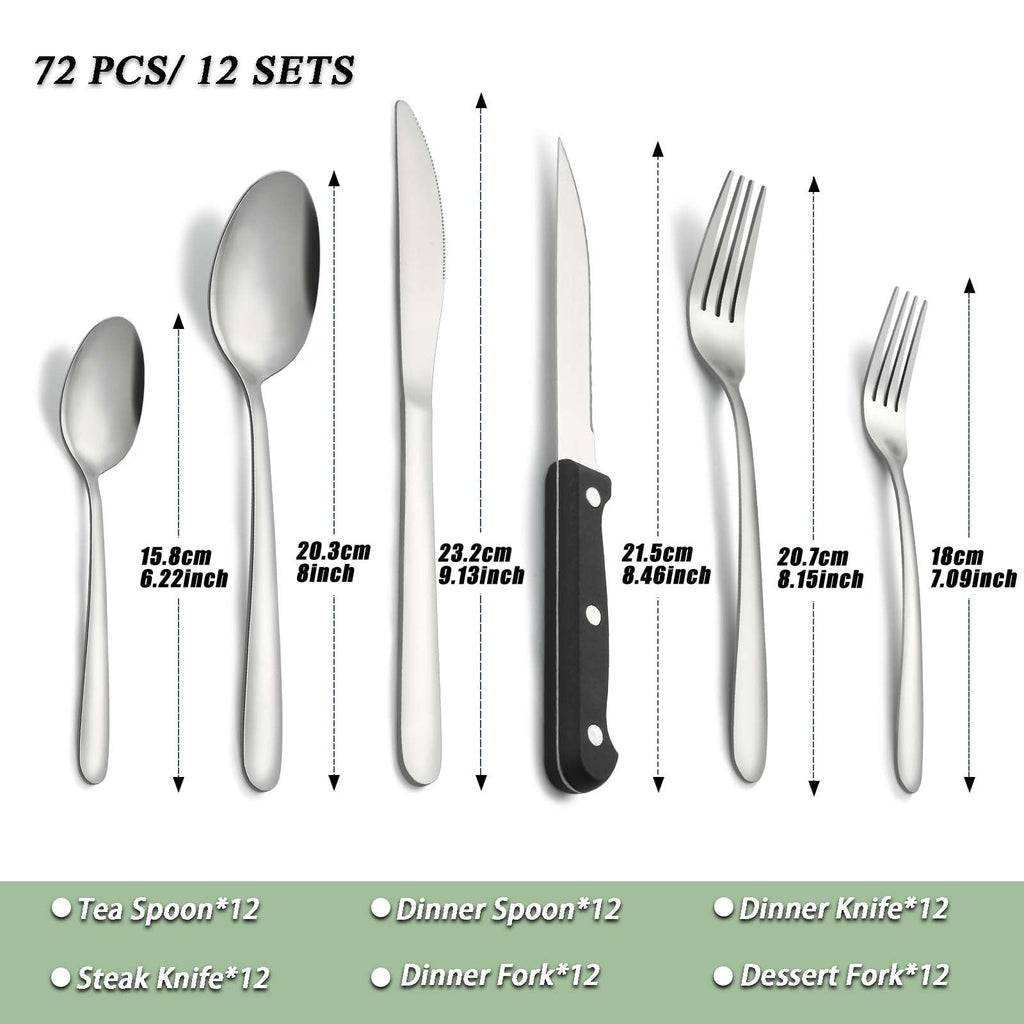 Bestdin 24 Pieces Silverware Set, Flatware Sets with Steak Knives Service for 4, Premium Stainless Steel Mirror Polished Cutlery Utensil Set, Durable Home Kitchen Eating Tableware Set,Dishwasher Safe