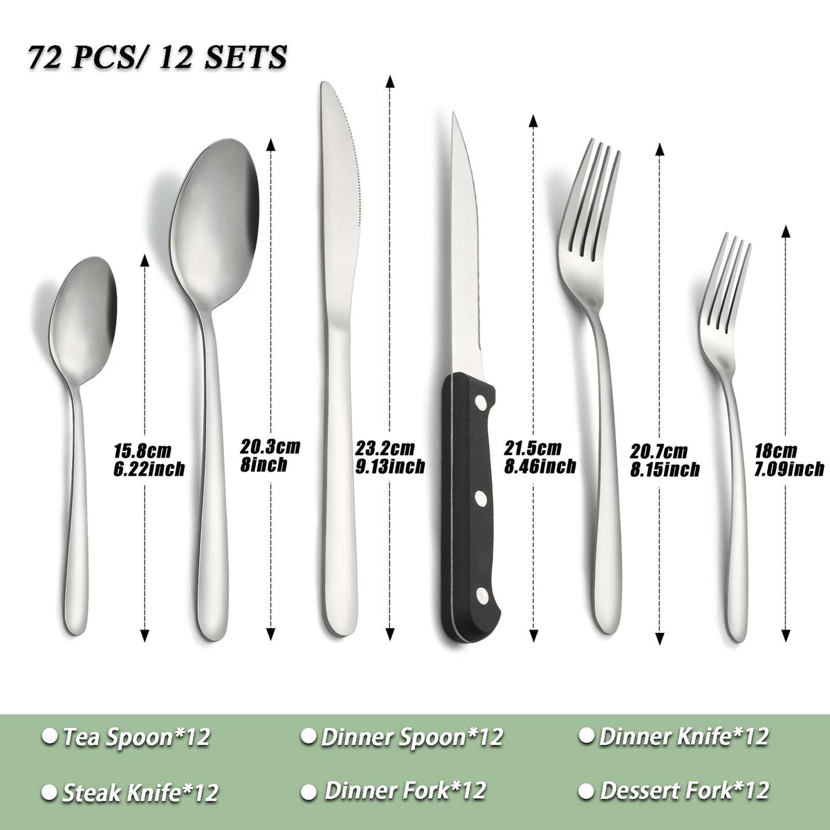 Bestdin 24 Pieces Silverware Set, Flatware Sets with Steak Knives Service for 4, Premium Stainless Steel Mirror Polished Cutlery Utensil Set, Durable Home Kitchen Eating Tableware Set,Dishwasher Safe