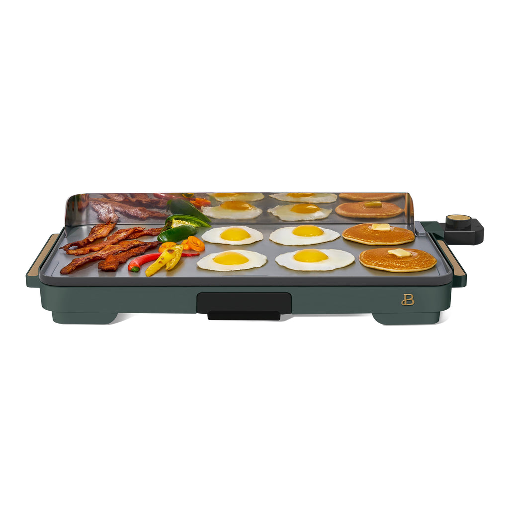 Beautiful XL Electric Griddle 12" x 22" with EverGood Ceramic Nonstick Coating, Thyme Green by Drew Barrymore