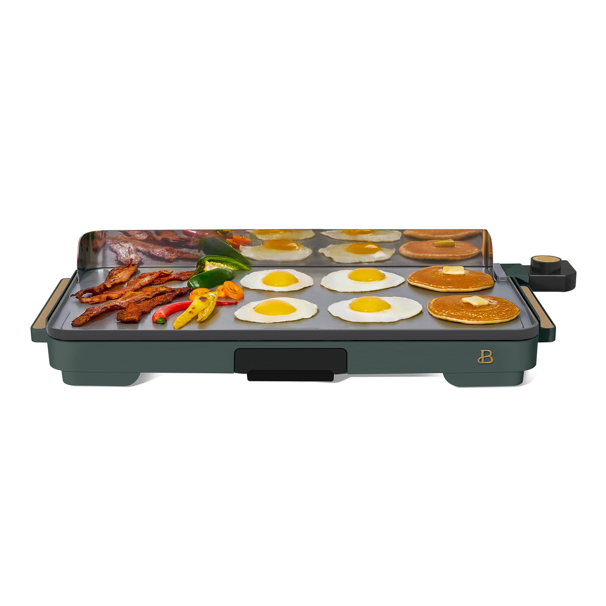 Beautiful XL Electric Griddle 12" x 22" with EverGood Ceramic Nonstick Coating, Thyme Green by Drew Barrymore
