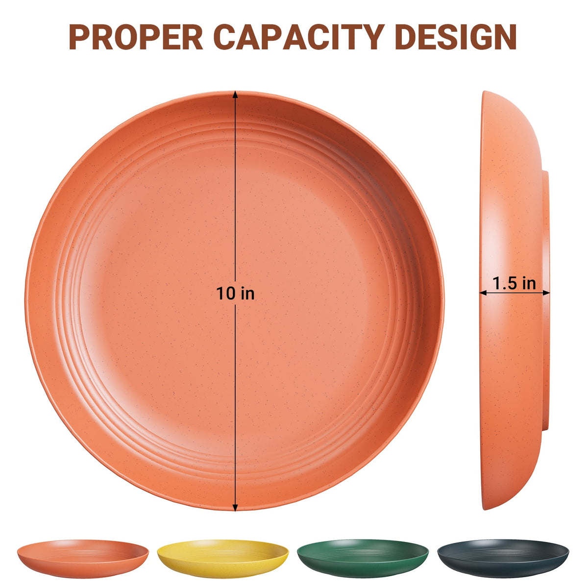TINANA Wheat Straw Plates: 10 Inch Plates Set of 8, Microwave Dishwasher Safe, Lightweight Dinner Plates for Meal, Dinner, Camping - Multi Color