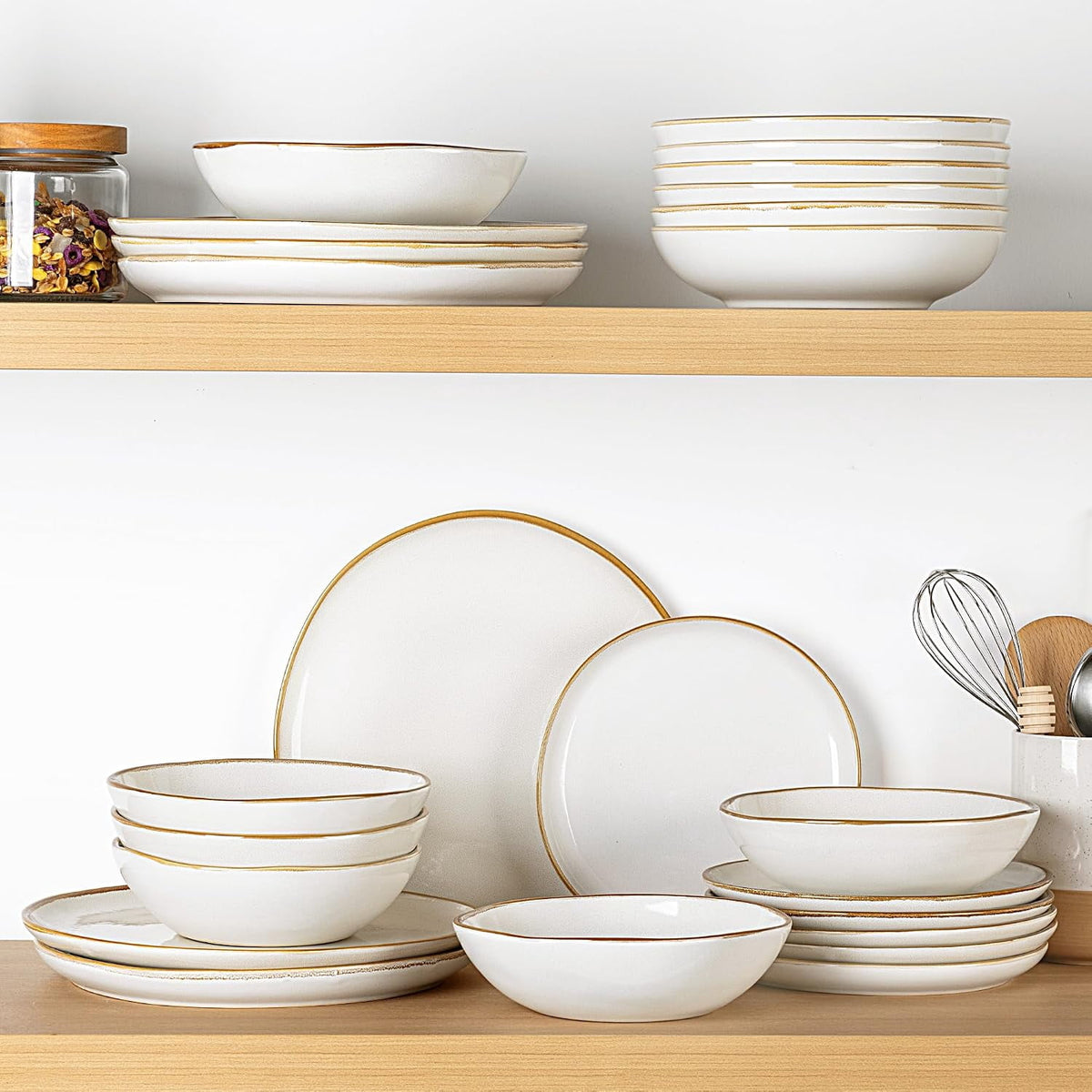 AmorArc Ceramic Dinnerware Sets,Handmade Reactive Glaze Stoneware Plates and Bowls Sets,Highly Chip and Crack Resistant | Dishwasher & Microwave Safe Dishes Set,Service for 4 Set(12pc),Reactive Glaze