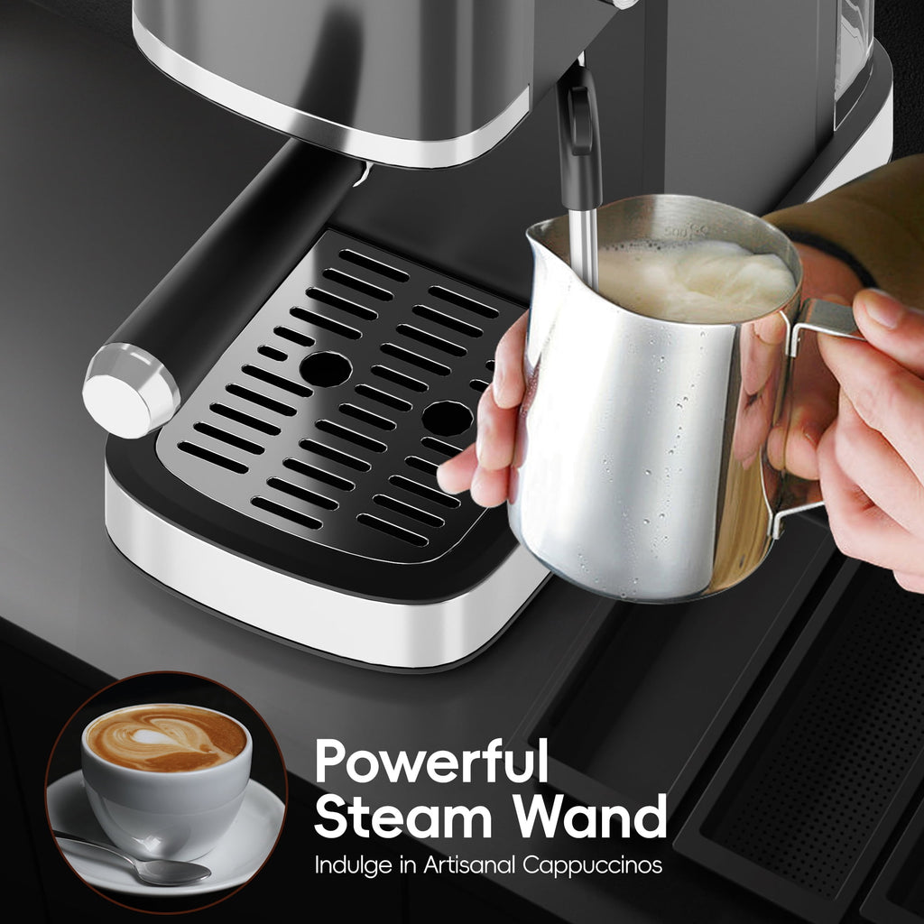 WHALL 20 Bar Touchscreen Espresso Machine & Coffee Maker – With Milk Frother Steam Wand, Stainless Steel Build & Removable Water Tank (New)