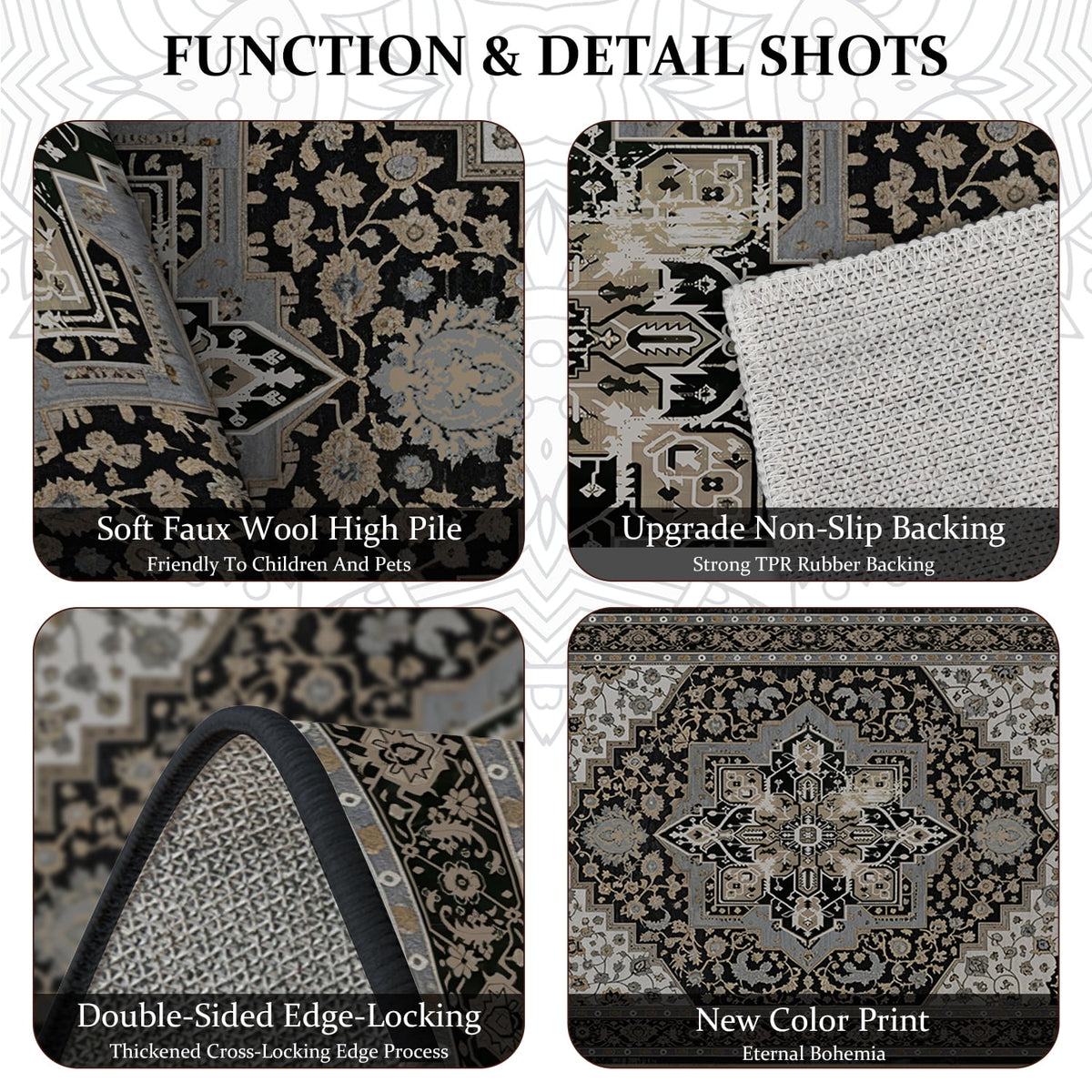 TECHVIDA Kitchen Rug Set 3 Piece,Non Slip Machine Washable Kitchen Mats, Farmhouse Hallway Doormat for Home Floor and Living Room,Gray