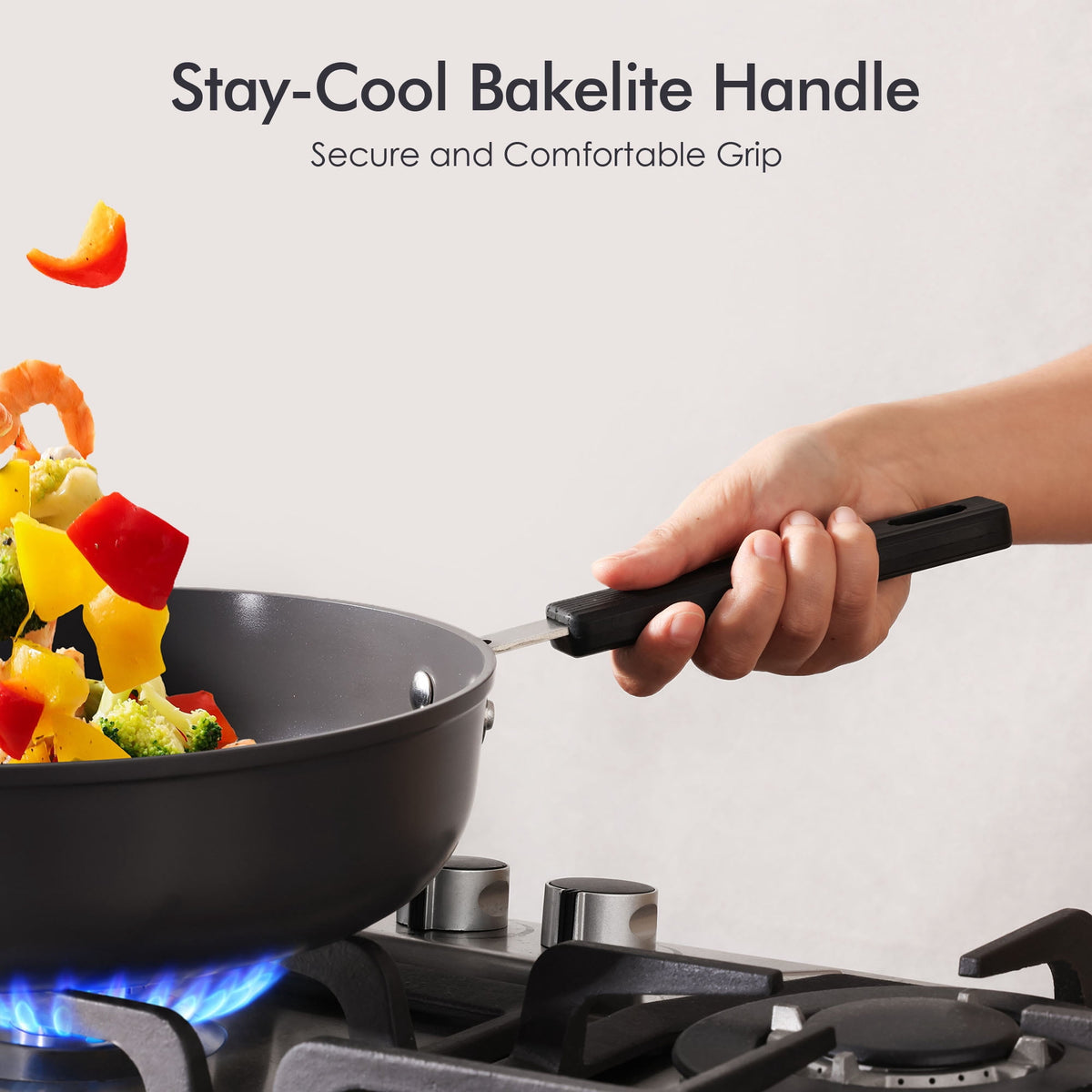 SENSARTE Nonstick Ceramic Frying Pan Skillet, Induction Omelette Pan Egg Pan, Healthy Cookware Chef's Pan with Heat-Resistant Handle, Dishwasher Safe, Gray, 8"