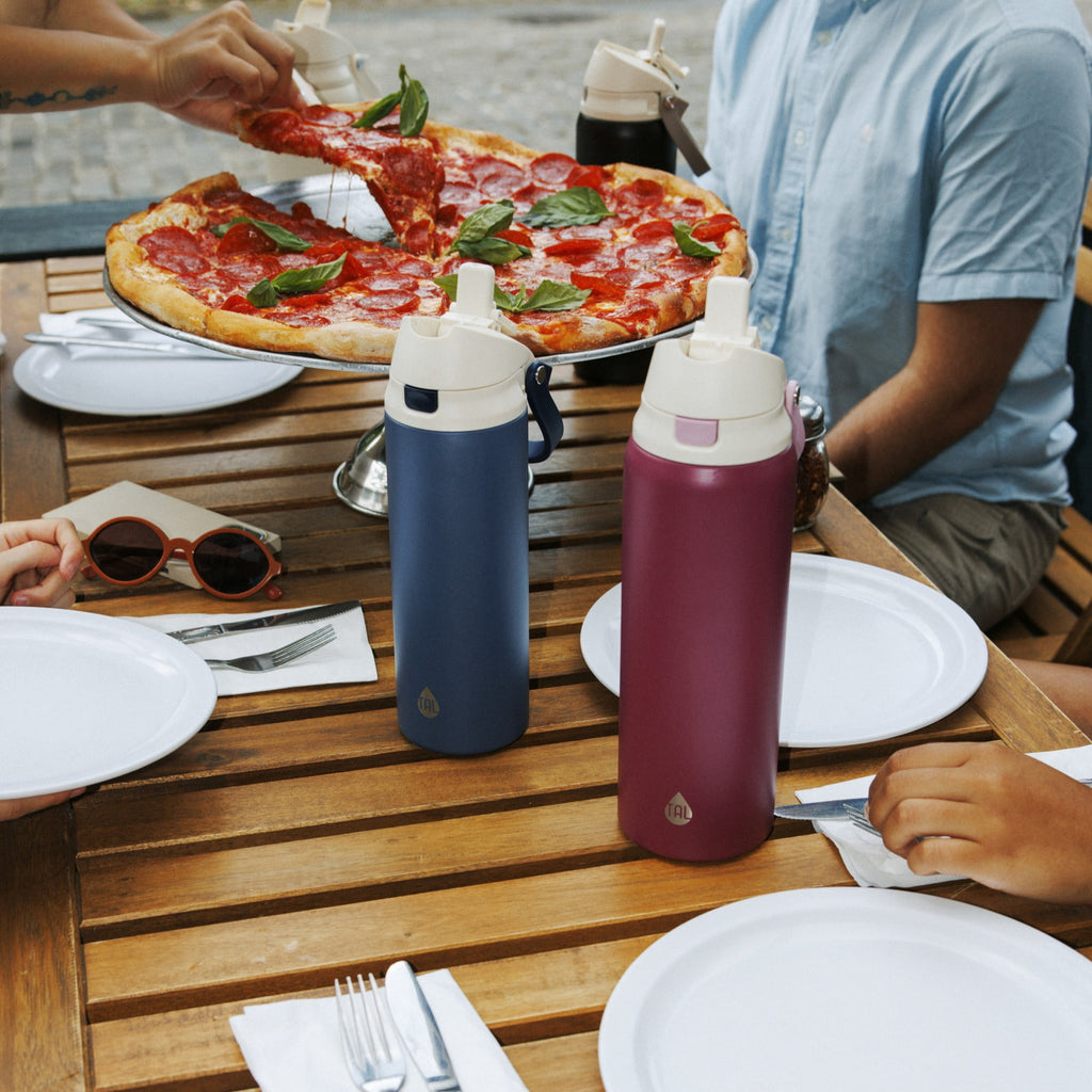 TAL 32oz Stainless Steel 2-in-1 Water Bottle with Straw and Chug Lid, Black