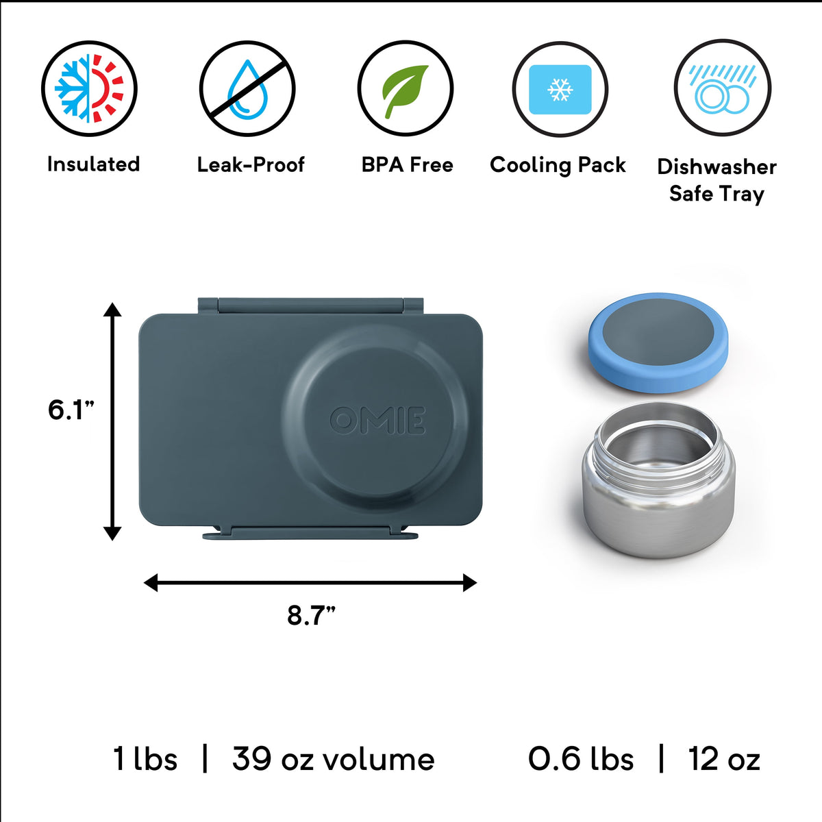 OmieBox UP is an Insulated Bento Lunch Box with a 12oz Thermos - Cosmic Blue by OmieLife
