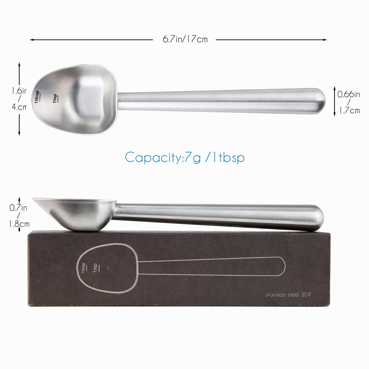 Easyworkz Stainless Steel Long Hollow Handle Coffee Scoop,7g Measuring Spoon for Ground Coffee and Loose Leaf Tea, Brass Gold