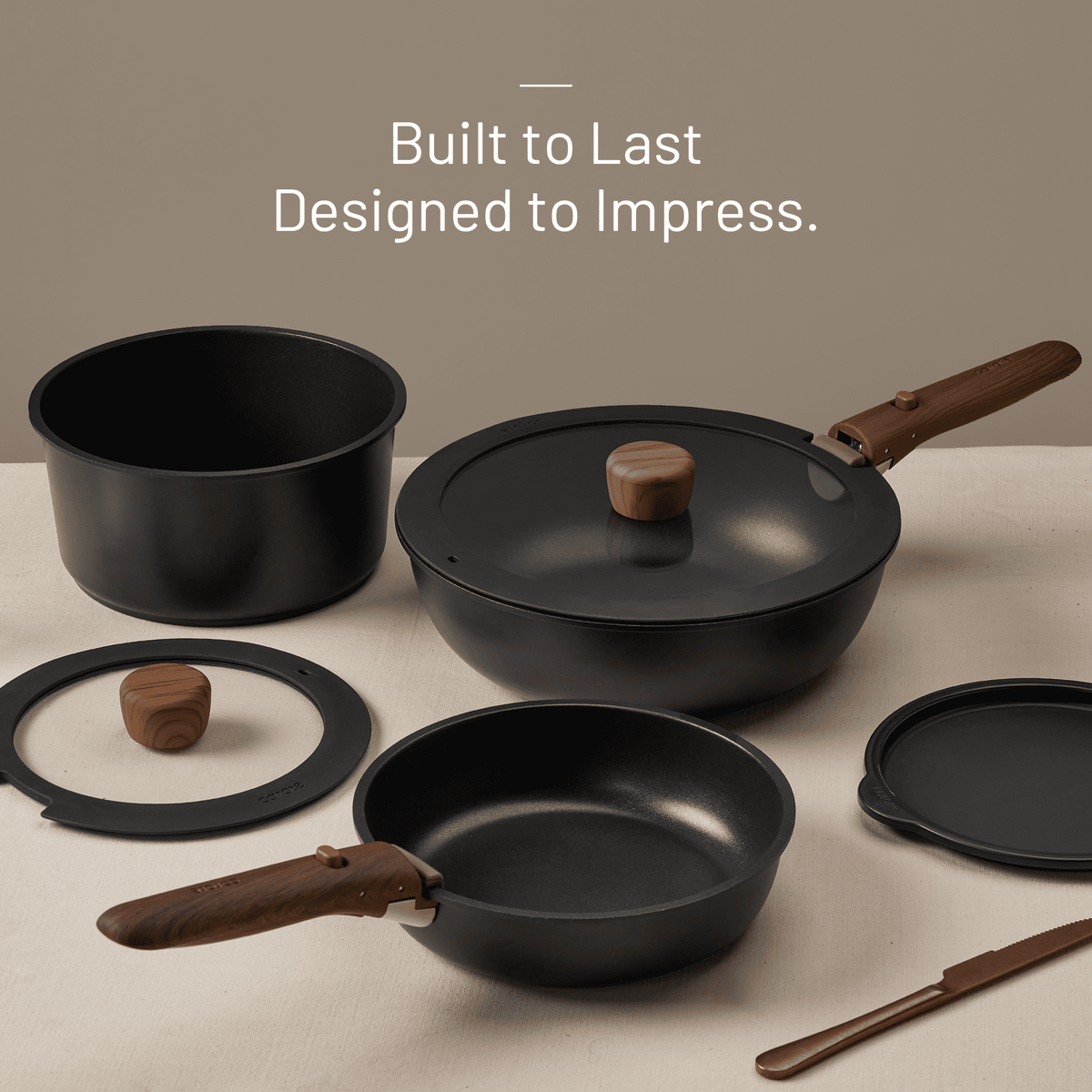 Carote 24-Piece Nonstick Cookware Set, Pots and Pans Set with Detachable Handle, Induction Compatible, Oven & Dishwasher Safe, Black