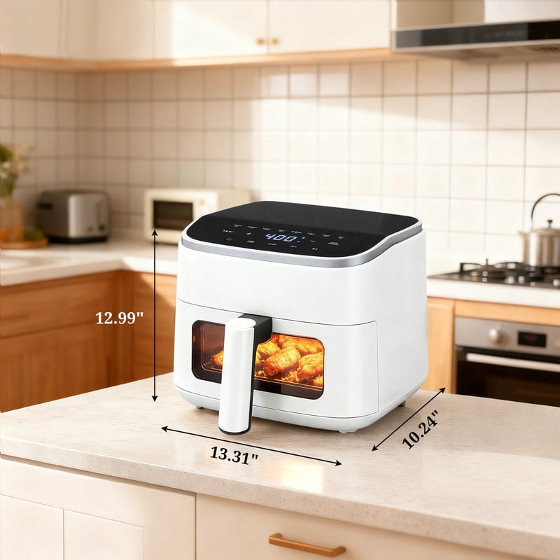 Simenmax Air Fryer, 6-Quart with Viewing Window, 12-in-1 Functions - Air Fry, Roast, Reheat, Dehydrate, Bake, Steam, and More, 400°F Max Temperature, Gray