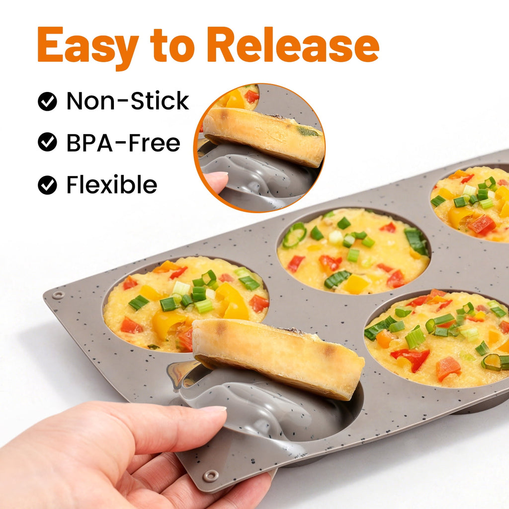 CAKETIME 3 Pcs Silicone Egg Sandwich Molds, 3 Inch Muffin Top Pan Non Stick, Round Silicone Baking Mold for Baking English Muffins
