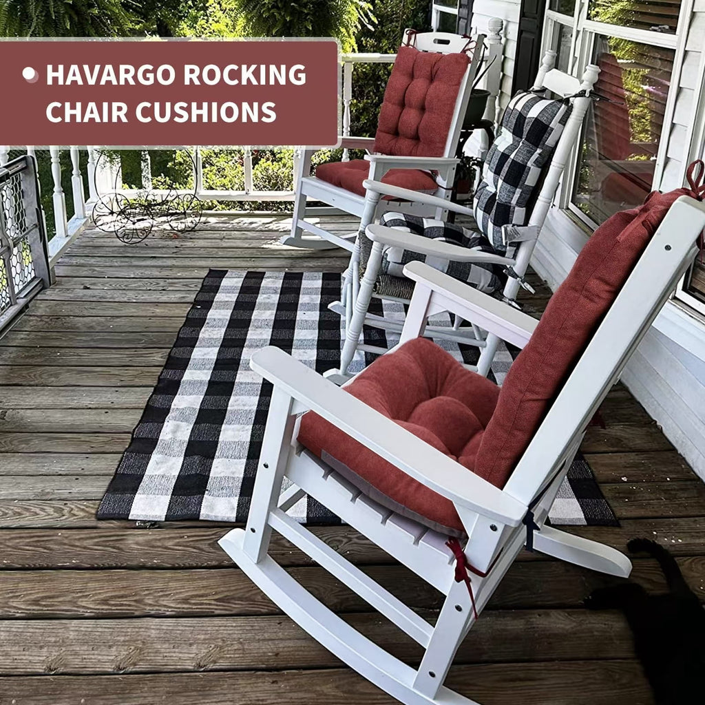 Shinnwa Rocking Chair Cushion 17 x 17/21 Inch Seat Cushions Set Non-Slip for Indoor Living Room, Brown
