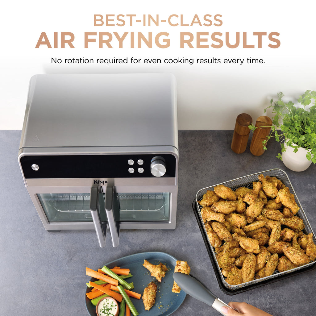 Ninja French Door 8-in-1 Countertop Oven, with Smart Surroundair Technology and Air Fry Function, Dishwasher Safe, 6 Pieces, FO100 Silver