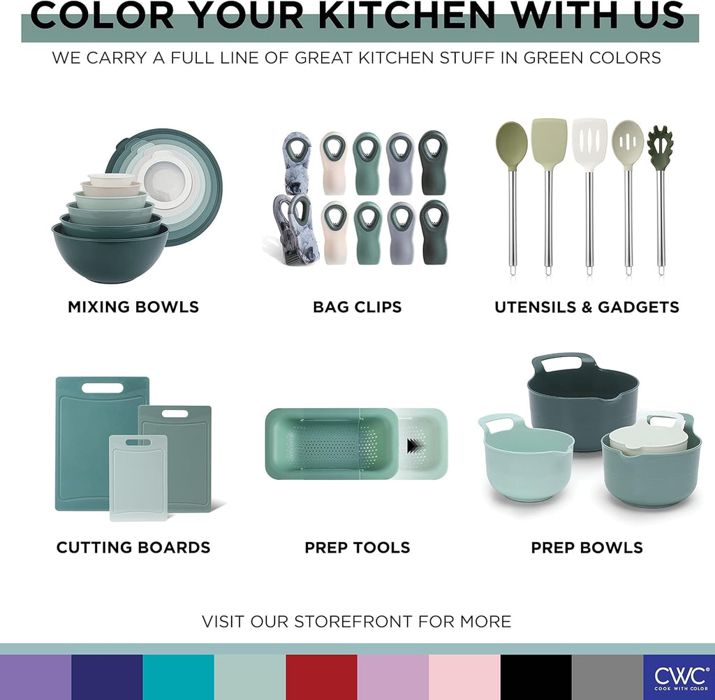 COOK WITH COLOR Kitchen Utensils Set, 10-Piece Cooking Utensils with Holder, Teal