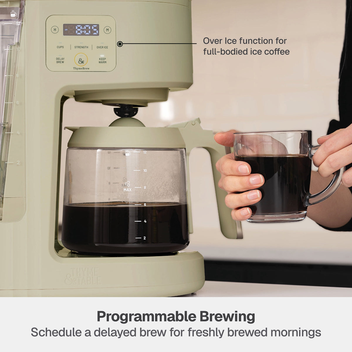 Thyme & Table 12-Cup Programmable Drip Coffee Maker, 60oz Water Reservoir, Atlantic Blue