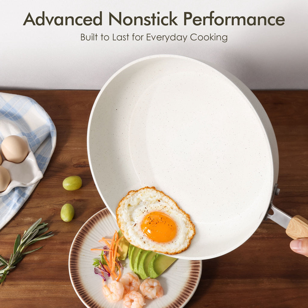 SENSARTE Nonstick Ceramic Frying Pan Skillet, Induction Omelette Pan Egg Pan, Healthy Cookware Chef's Pan with Heat-Resistant Handle, Dishwasher Safe, Gray, 8"