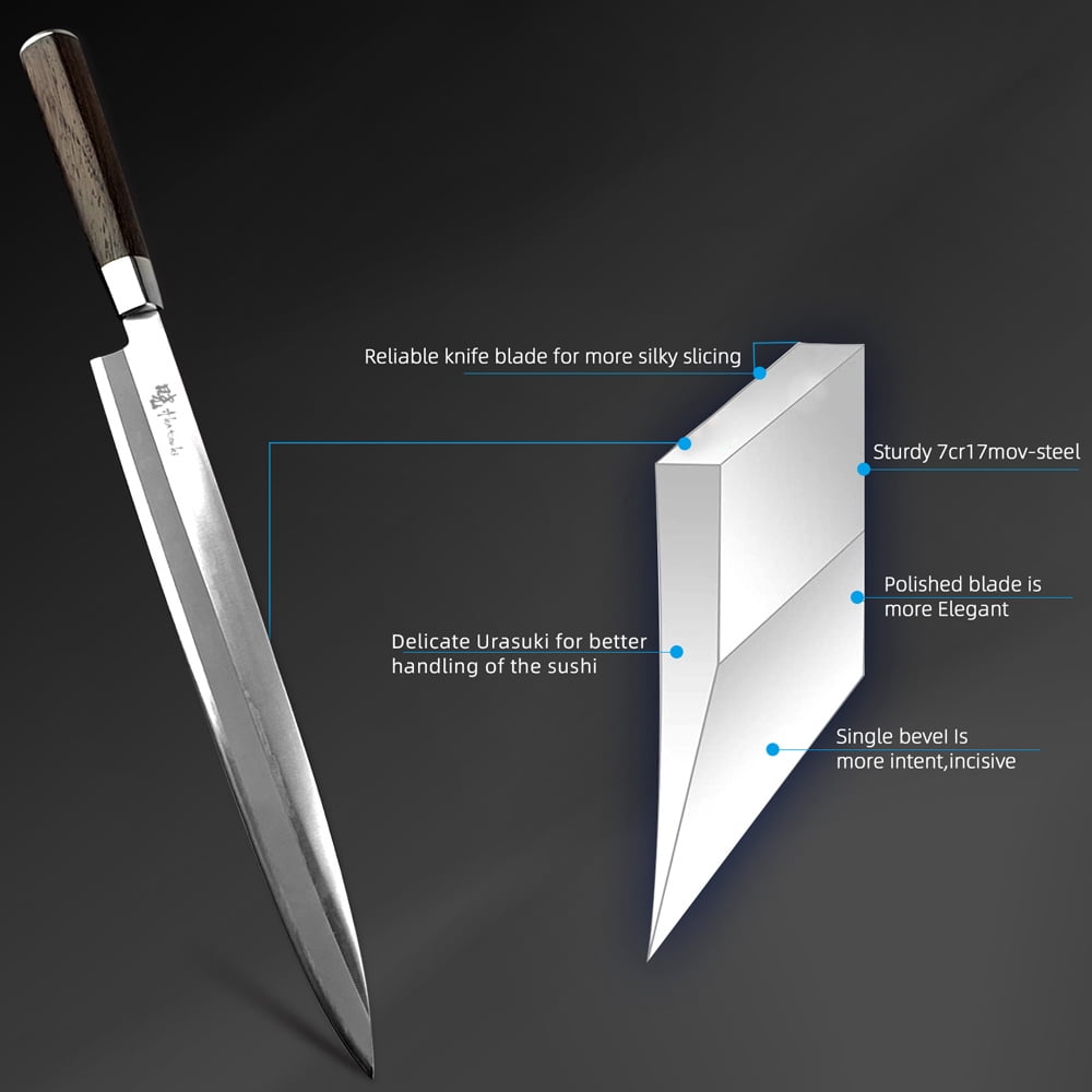 Japanese Sushi Knife 9.5inch Chef Knife for Sashimi Fish,High Carbon Stainless Steel Slicing Meat Knife with Box