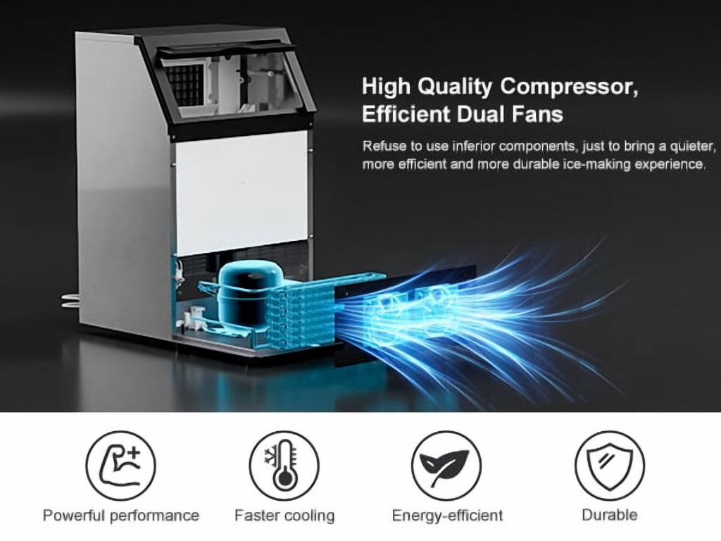 OUTBID Ice Maker Machine Crystal Clear Bullet Ice 52 lbs/24H with Spray Technology, Undercounter Commercial Ice Cube Maker, Built-In for Home Bar and Kitchen