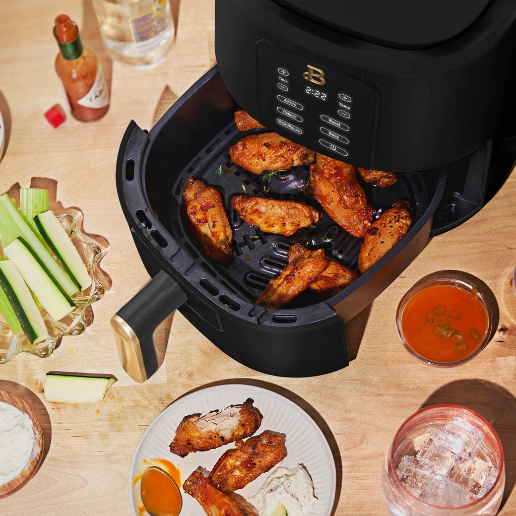 Beautiful 3 Qt Air Fryer with TurboCrisp Technology, EverGood Non-Toxic Ceramic Nonstick Coating, Chocolate by Drew Barrymore