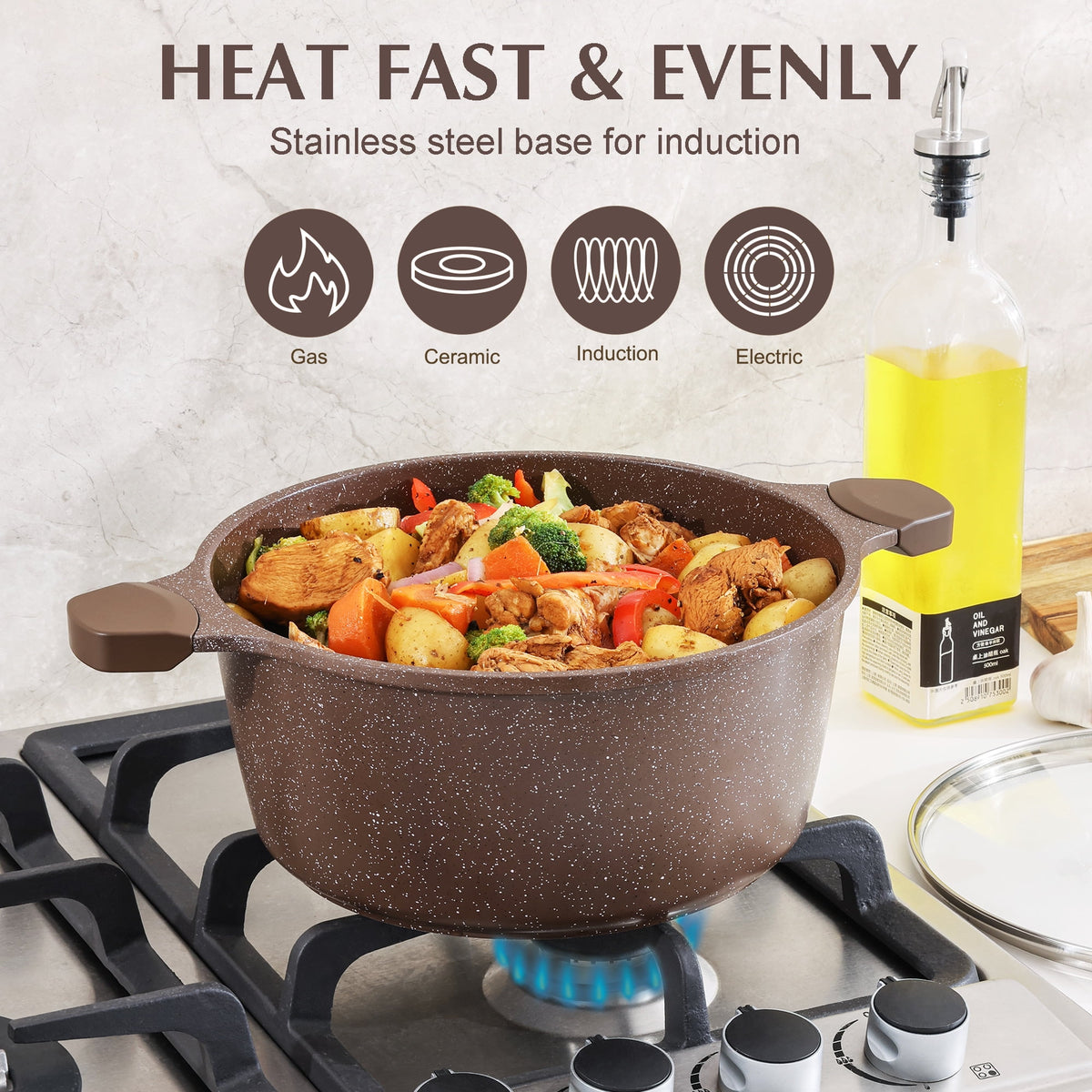 SENSARTE Ceramic Nonstick Pots and Pans Set, 10Pcs Healthy Non Stick Cookware Set with Pots Protectors, Induction Kitchen Cookware Sets, Dishwasher Safe White