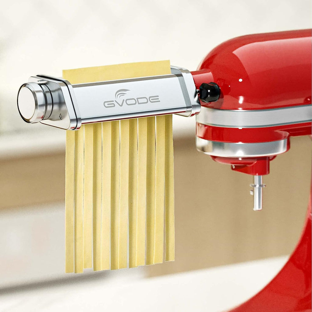 GVODE 3-Piece Pasta Attachment for KitchenAid Stand Mixers, Stainless Steel Pasta Roller and Cutter Set with Spaghetti and Fettuccine Cutters
