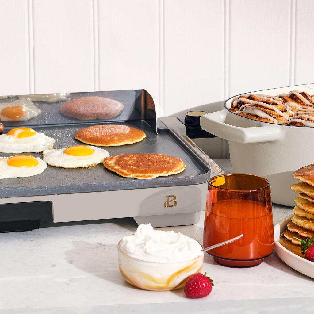 Beautiful XL Electric Griddle 12" x 22" with EverGood Ceramic Nonstick Coating, Thyme Green by Drew Barrymore