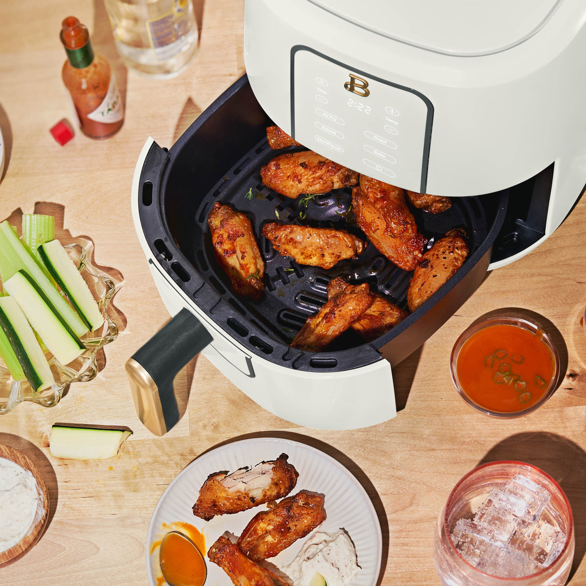 Beautiful 3 Qt Air Fryer with TurboCrisp Technology, EverGood Non-Toxic Ceramic Nonstick Coating, Chocolate by Drew Barrymore