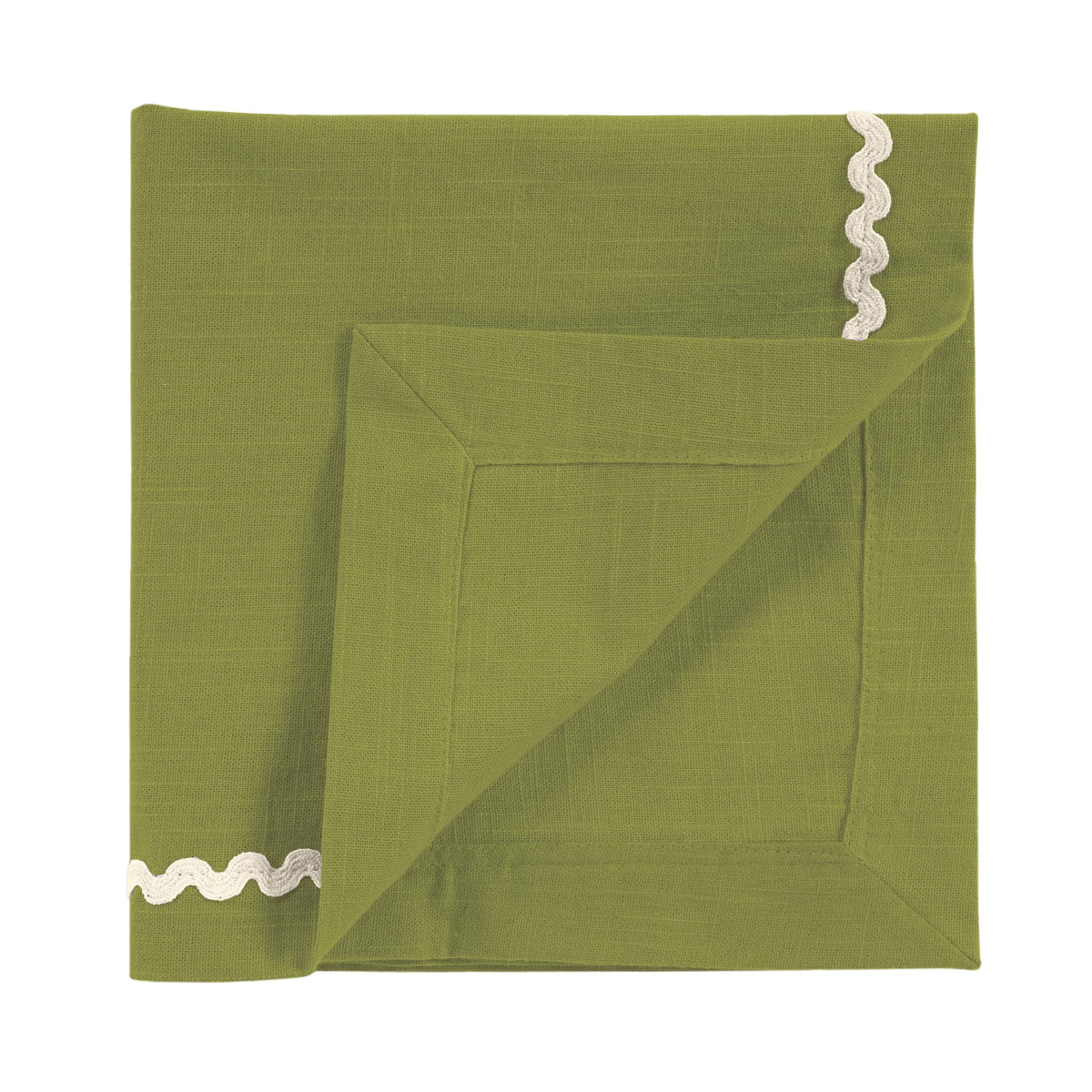 Fingercraft Cloth Napkin, Soft Quality Cotton Linen Blend Fabric, Dinner Napkins with Premium White Lace, 6 Pack, 20”x20” Aqua