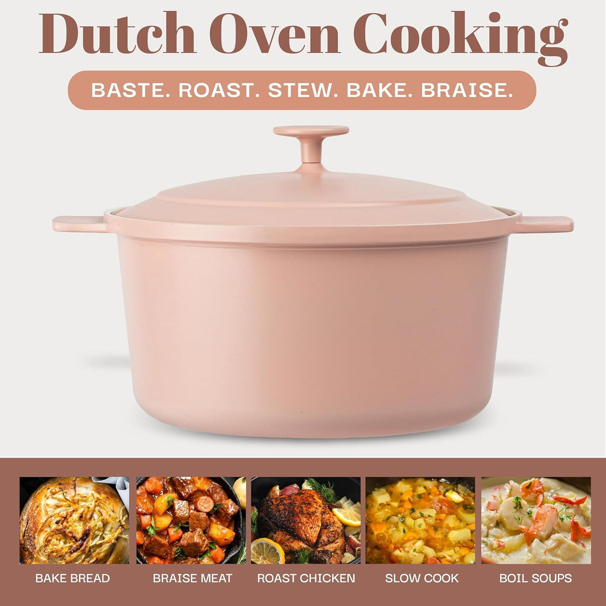 Gotham Steel Ceramic Hammered 5 Qt Lightweight Dutch Oven Pot with Lid & Holders, Oven Safe & Even Heat Retaining Dutch Oven for Bread Baking Sourdough, Soup, 70% Lighter than Cast Iron, Navy