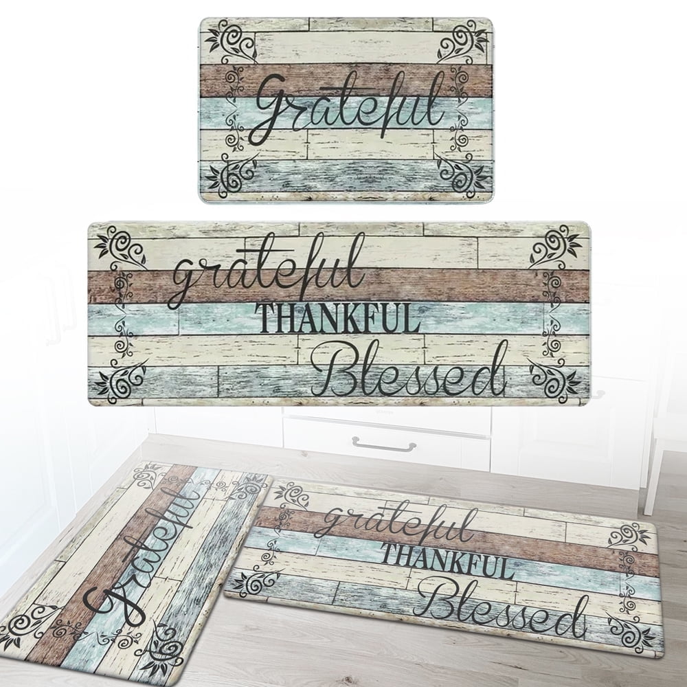 Findosom 2pcs Kitchen Rug Set, 18"x30"+18"x47" Non-slip Anti-Fatigue Kitchen Mats Farmhouse Waterproof Kitchen Runner,Ergonomic Comfort Cushioned Standing Mat for Floor,Home,Office,Sink,Laundry Blue