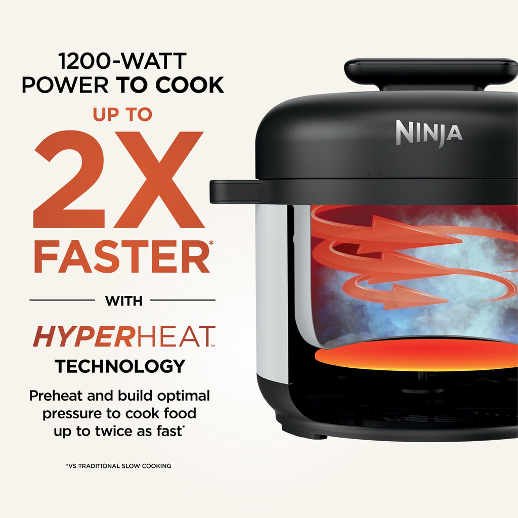 Ninja HyperHeat 8-in-1 Electric Pressure Cooker with SimpliServe Pot — 6.5 Qt, Cooks Up to 2X Faster, 1200W, Feeds 8–10, Sage Leaf