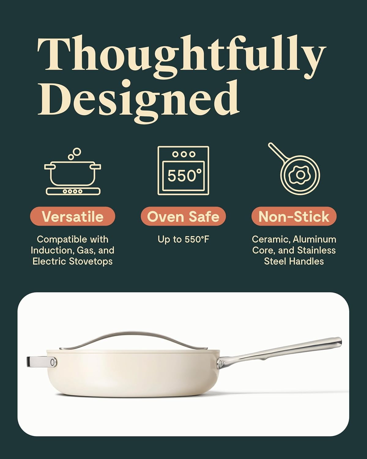 Caraway Ceramic Non-Stick Sauté Pan, 4.5 qt