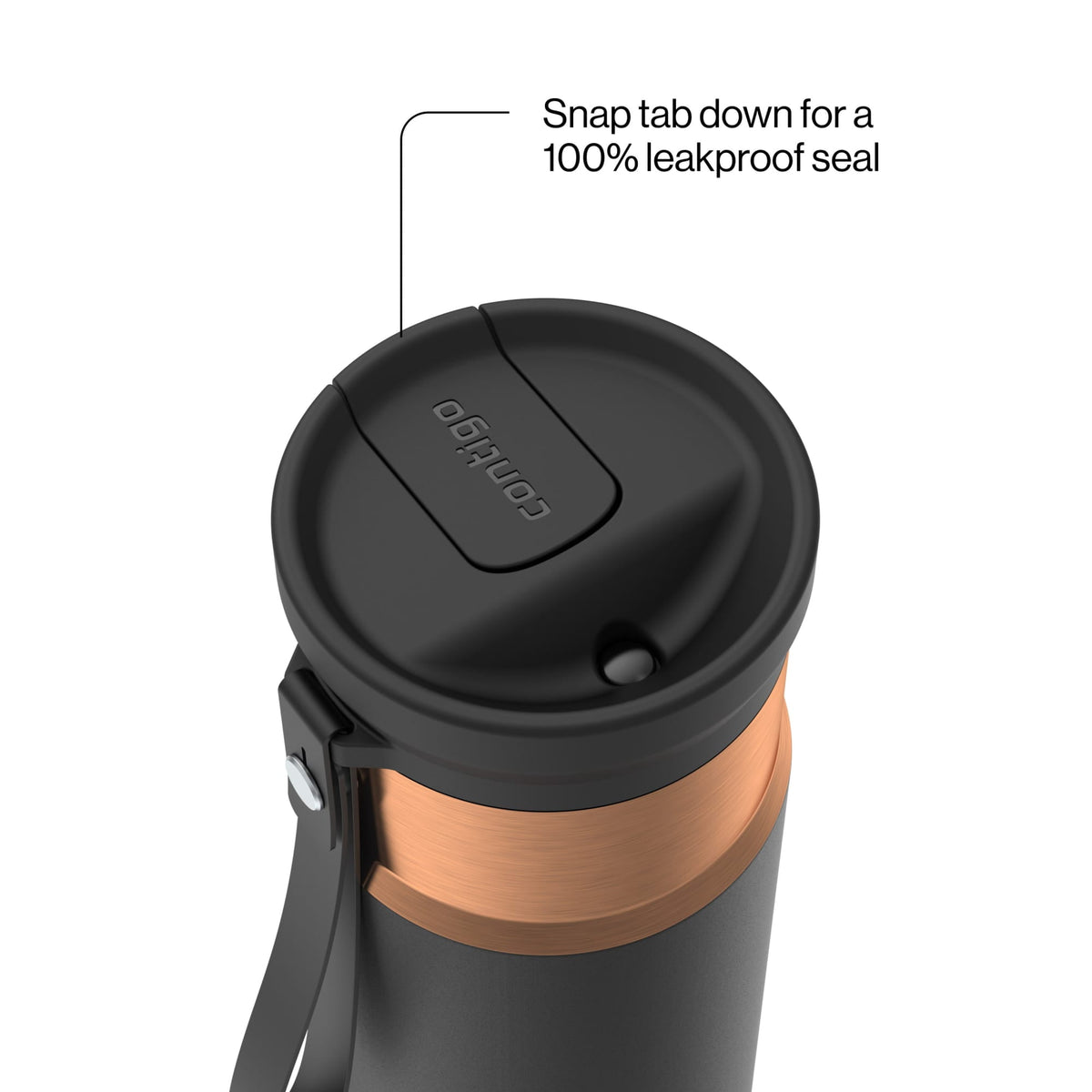 Contigo 16oz SnapSeal Insulated Stainless Steel Water Bottle, Licorice Black/Bronze