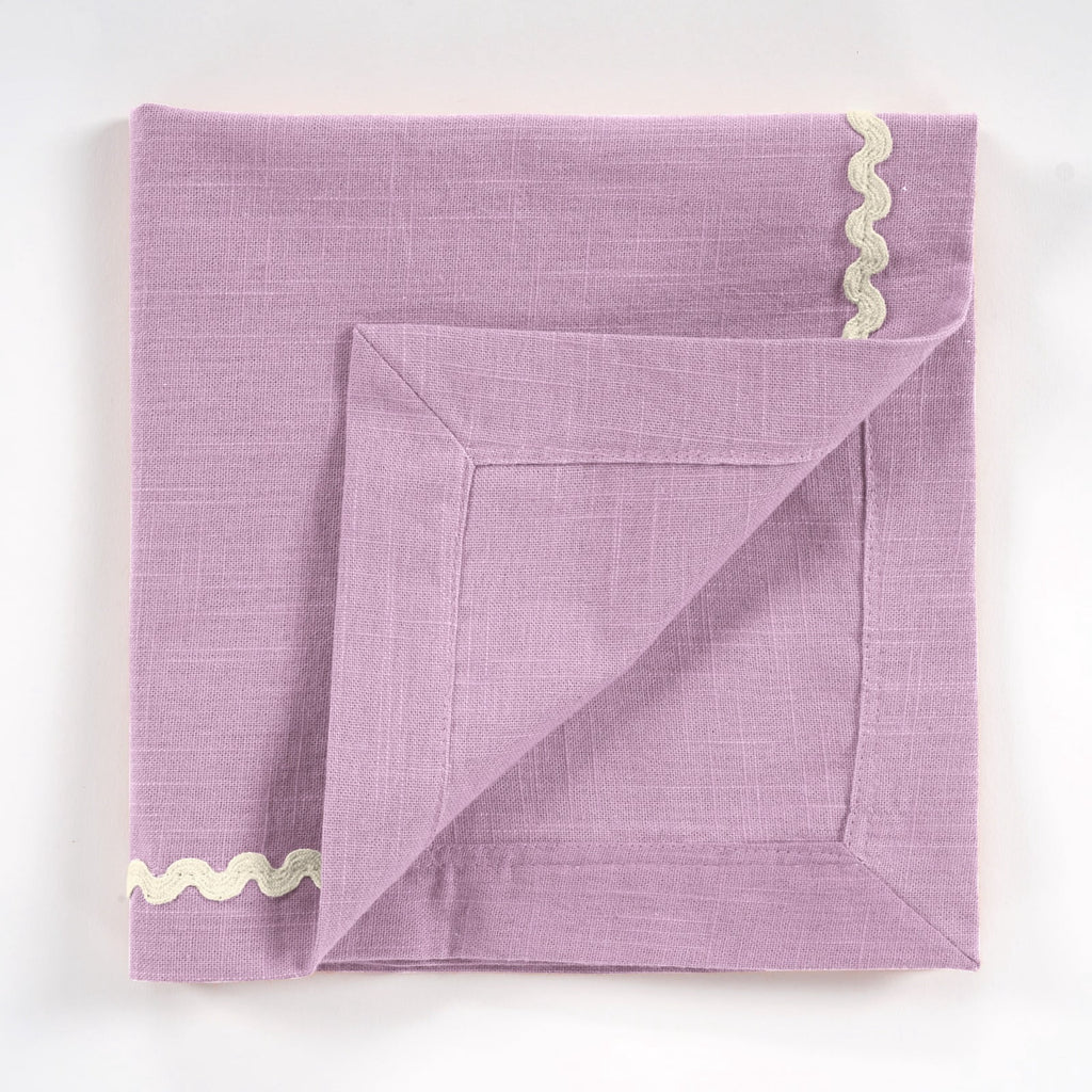 Fingercraft Cloth Napkin, Soft Quality Cotton Linen Blend Fabric, Dinner Napkins with Premium White Lace, 6 Pack, 20”x20” Aqua