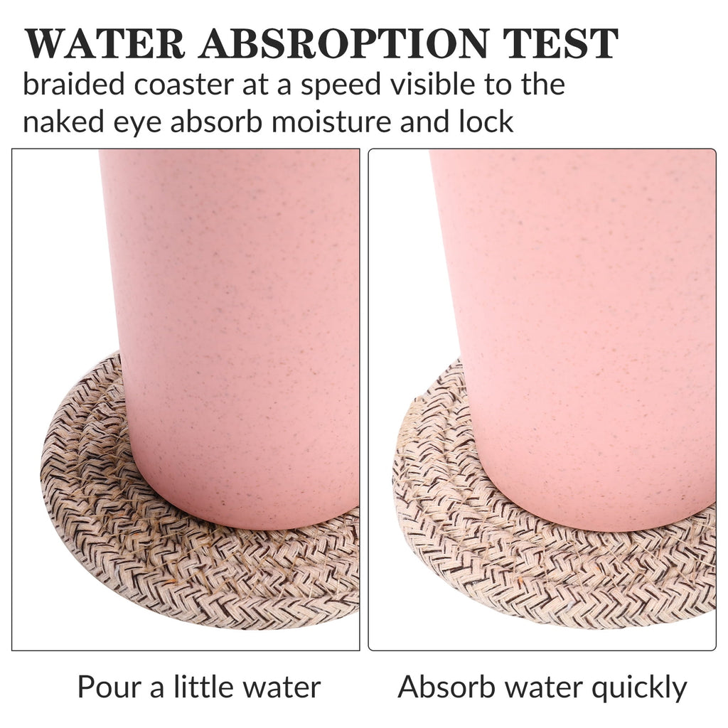 AOWOO 8 Pcs Drink Coasters with Holder, Cotton Woven Absorbent Coasters for Drinks, Minimalist Home Decor Coaster Set for Wooden Tabletop Protection Table(Color 1)