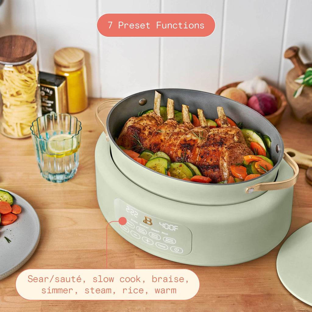 Beautiful 10 in 1, 6 Qt Electric Multi-Cooker, Thyme Green by Drew Barrymore