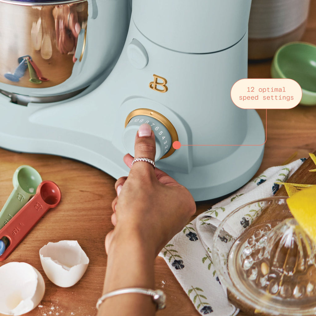 Beautiful 3.5 Qt Stand Mixer with Flat Beater, Dough Hook, Balloon Whisk, Chocolate by Drew Barrymore