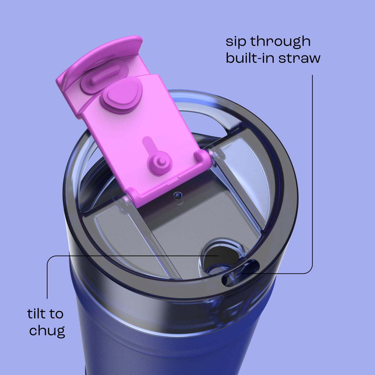 Bubba 32oz DualSip Insulated Stainless Steel Water Bottle with Straw & Sip Lid, Moodbooster Purple/Blue