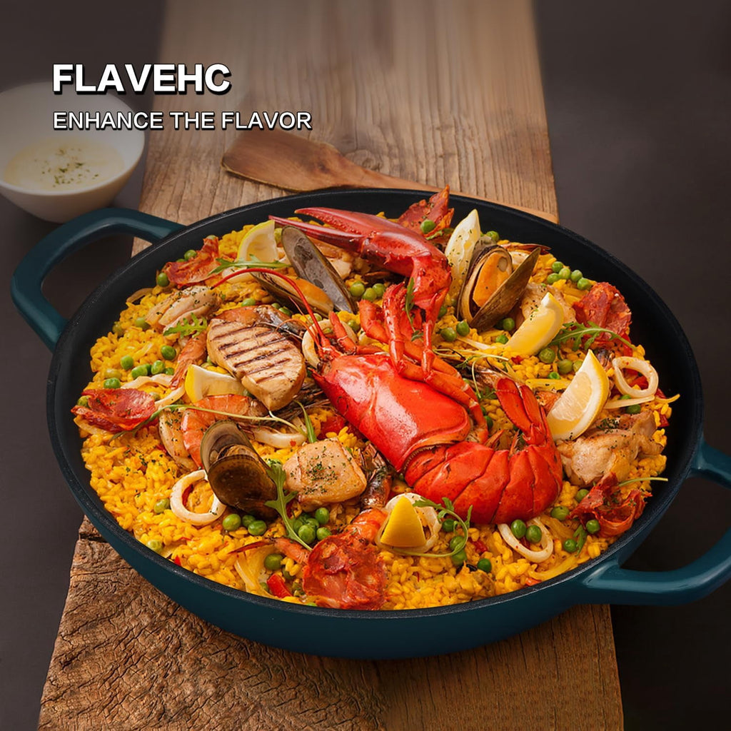 Flavehc Braiser Enameled Cast Iron Braiser 3 qt Braiser Pan with Lid Purple Shallow Cast Iron Casserole Braiser Pan with Handels