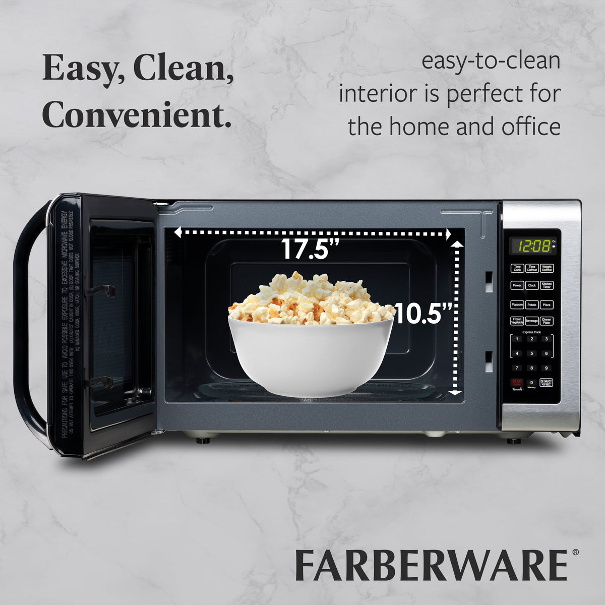 Farberware 1.1 cu ft Microwave Oven, 1000W Professional Countertop Microwave Oven, Stainless Steel